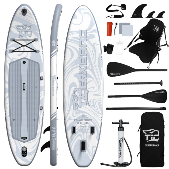SUP gonfiabile Tigerxbang 2 in 1 con sedile kayak incluso 11'6" |  GRIGIO