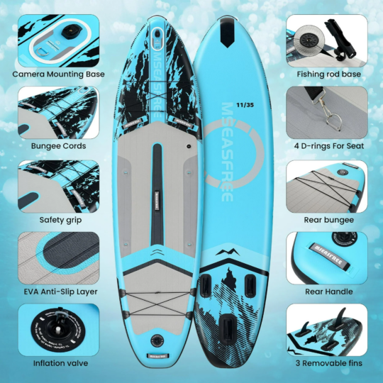 SUP Gonfiabile Genreen 11' x 32'' x 6'' All Round  con Accessori – Portata 150 kg