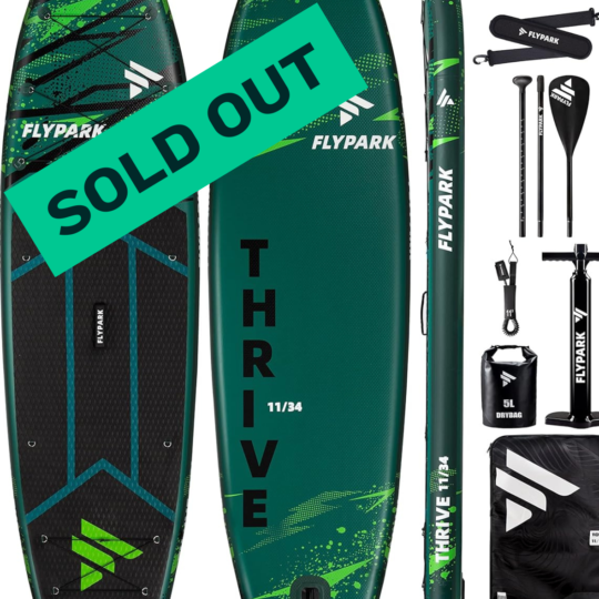 SUP Gonfiabile Premium FLYPARK THRIVE 11' x 34" x 6" | Extra Largo & Leggero | Portata Max 190 kg