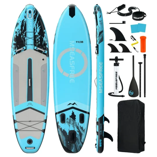 SUP Gonfiabile MSEASFREE 11' x 35" x 6" | Extra Largo (88 cm) & Portata 180kg | Set Completo