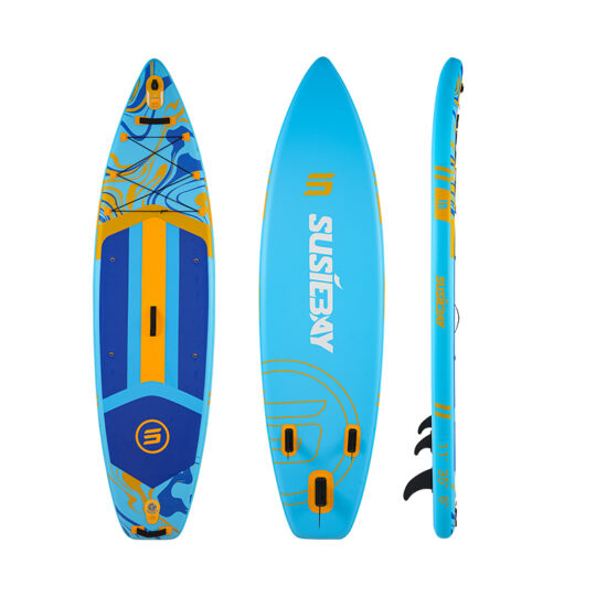 SUP Gonfiabile Susiebay 11' (335 cm) x 35" (89 cm) x 6" (15 cm) | Extra Largo | Azzurro e Giallo | Portata 190 kg