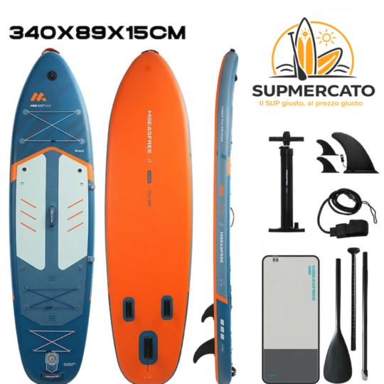 SUP Gonfiabile STORM 11’2”(340 cm) x 35" (89 cm) x 6" (15 cm) Upgraded: Il Massimo del Comfort e della Stabilità sull'Acqua