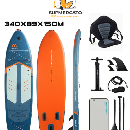 SUP con sedile Kayak STORM 11’2”(340 cm) x 35" (89 cm) x 6" (15 cm) Upgraded: Il Massimo del Comfort e della Stabilità sull'Acqua
